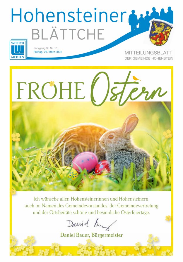 Hohensteiner Blättche Titelblatt 13/2024