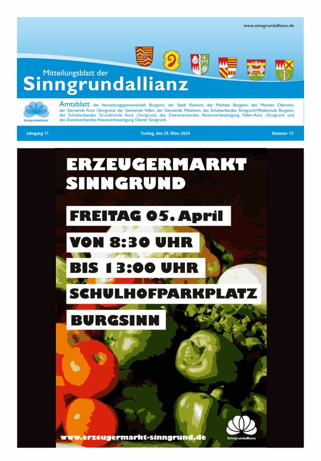Mitteilungsblatt der Sinngrundallianz Titelblatt 13/2024