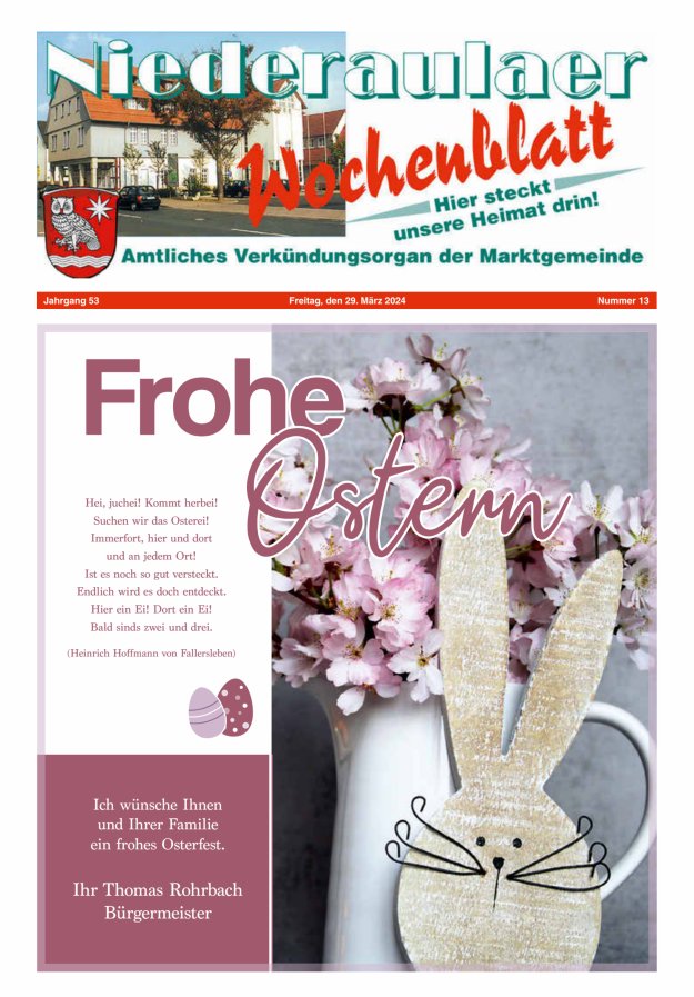 Niederaulaer Wochenblatt Titelblatt 13/2024