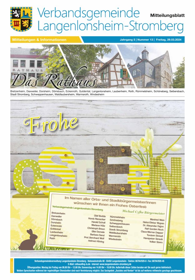 Das Rathaus - MTB d VG Langenlonsheim-Stromberg Titelblatt 13/2024