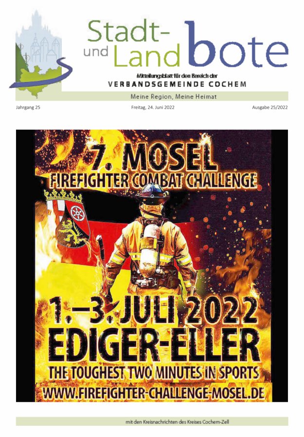 Stadt- und Landbote VG Cochem Titelblatt 25/2022