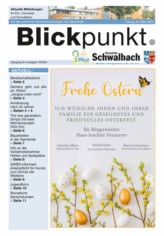 Blickpunkt Schwalbach Titelblatt 13/2024
