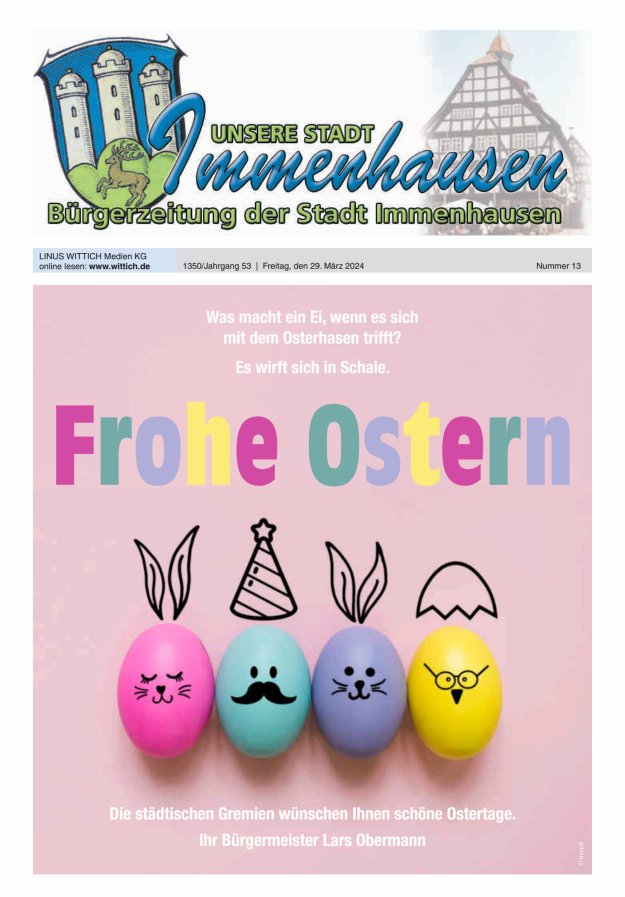 Unsere Stadt Immenhausen Titelblatt 13/2024