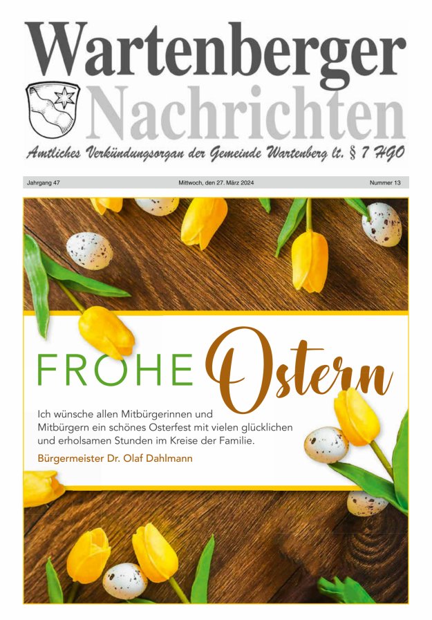 Wartenberger Nachrichten Titelblatt 13/2024