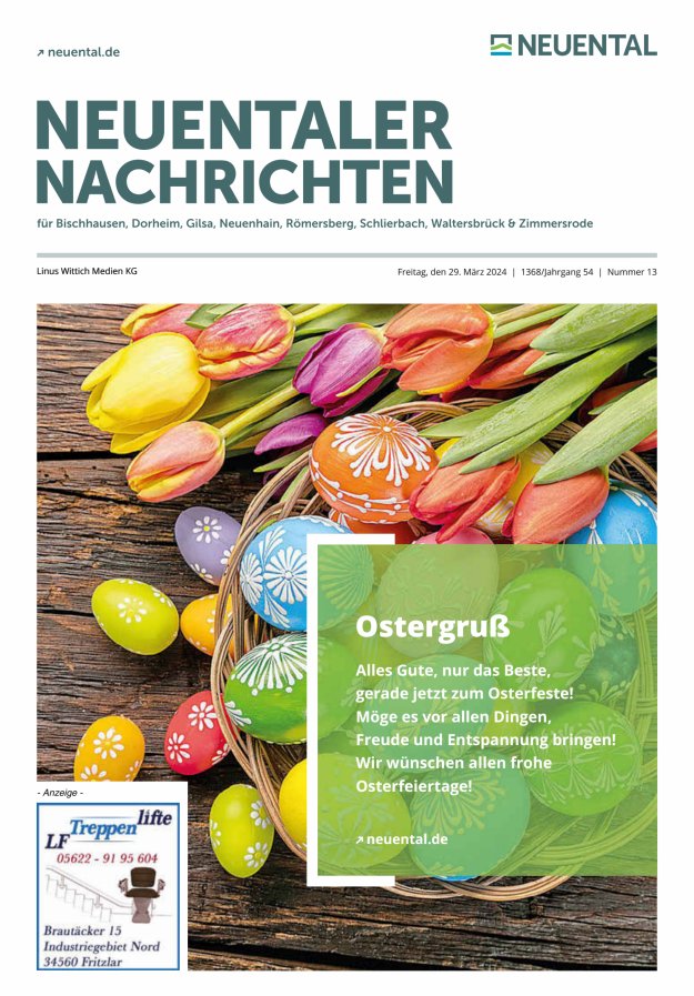 Neuentaler Nachrichten Titelblatt 13/2024