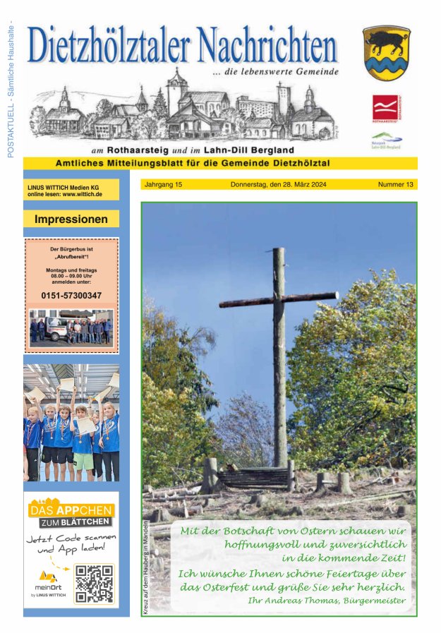 Dietzhölztaler Nachrichten Titelblatt 13/2024