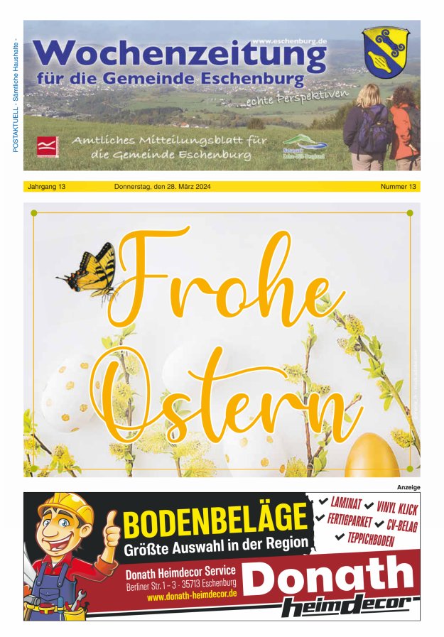 Wochenzeitung für die Gemeinde Eschenburg Titelblatt 13/2024