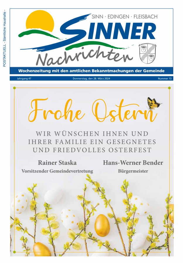 Sinner Nachrichten Titelblatt 13/2024