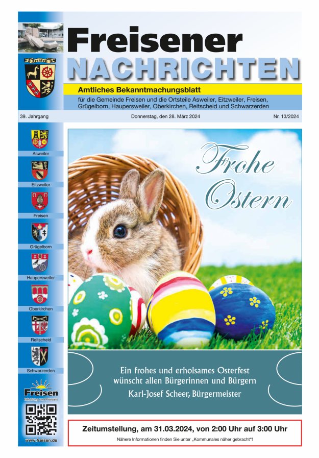 Freisener Nachrichten Titelblatt 13/2024