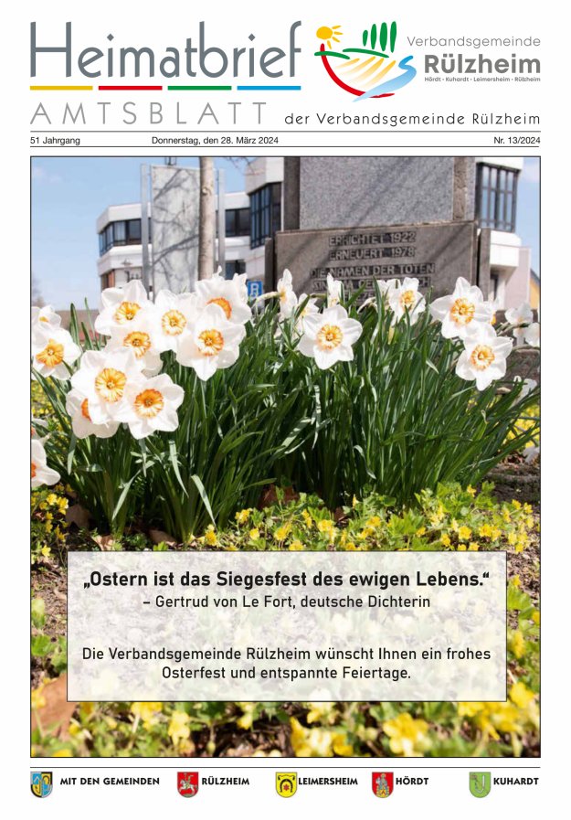 Heimatbrief VG Rülzheim Titelblatt 13/2024