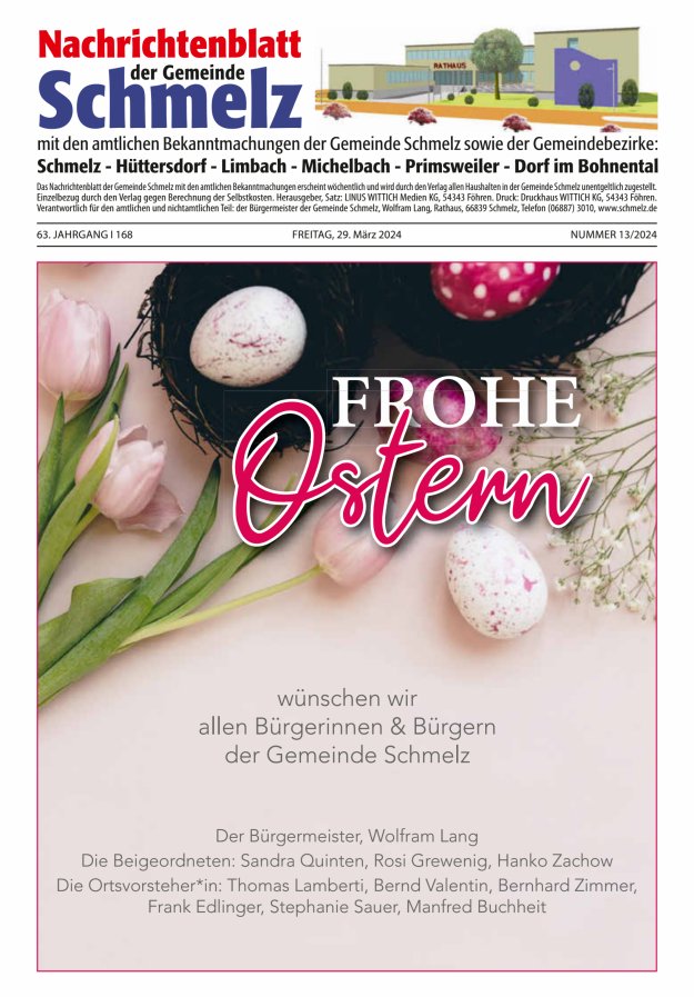 Nachrichtenblatt Schmelz Titelblatt 13/2024