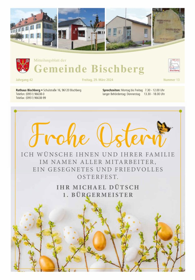 Mitteilungsblatt der Gemeinde Bischberg Titelblatt 13/2024