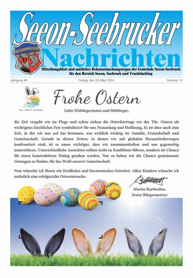 Seeon-Seebrucker Nachrichten Titelblatt 13/2024