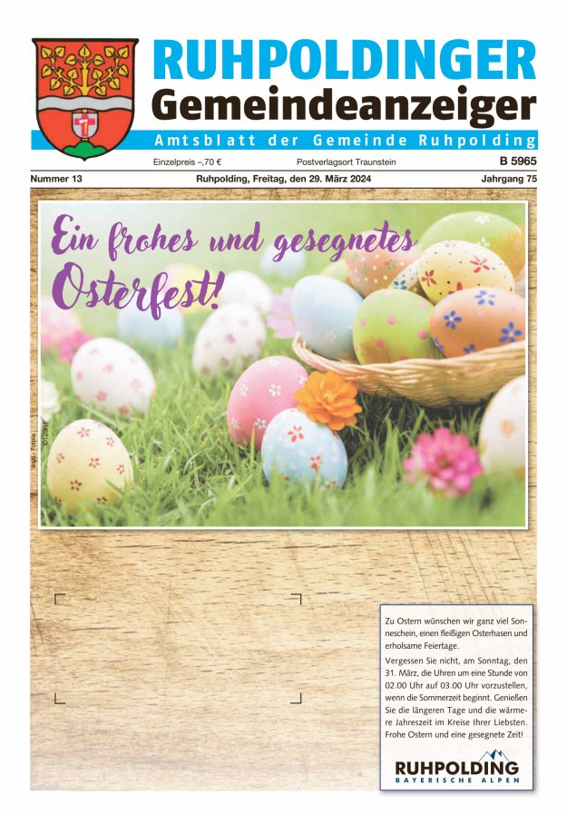 Ruhpoldinger Gemeindeanzeiger Titelblatt 13/2024