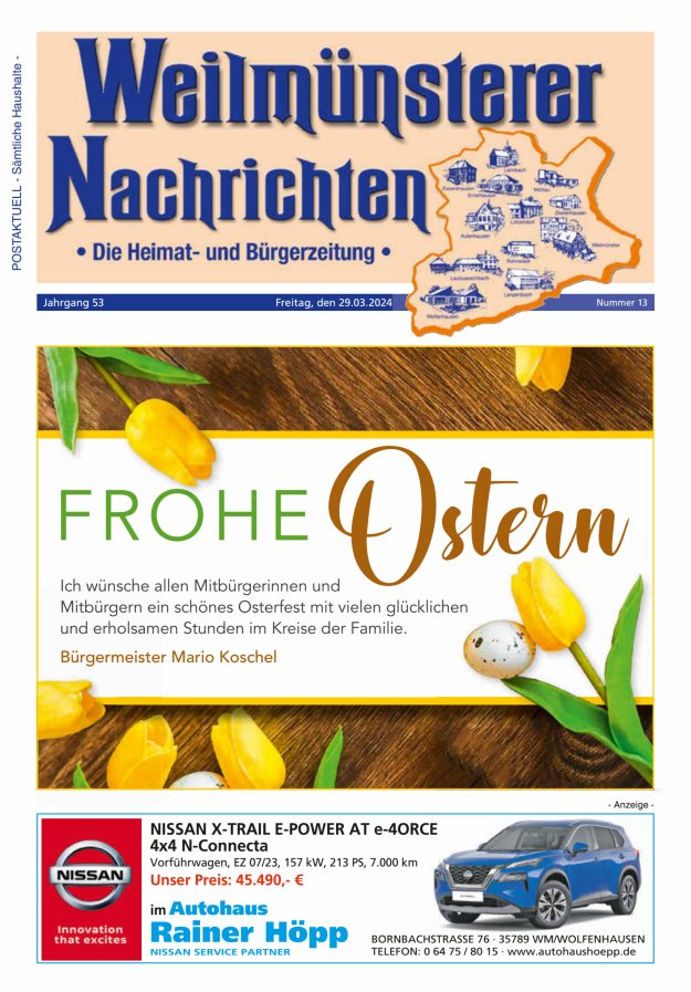 Weilmünsterer Nachrichten Titelblatt 13/2024