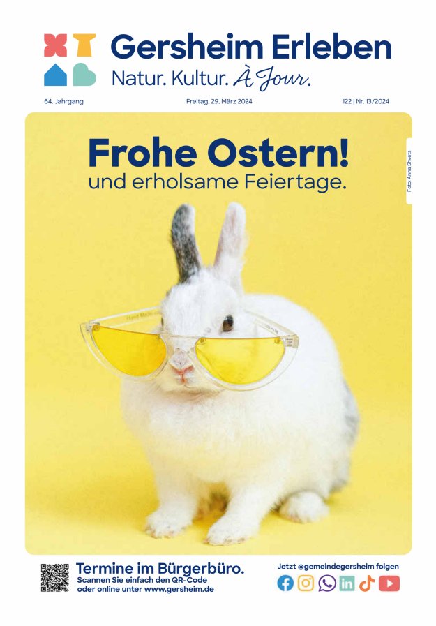 Bekanntmachungsblatt der Gemeinde Gersheim Titelblatt 13/2024