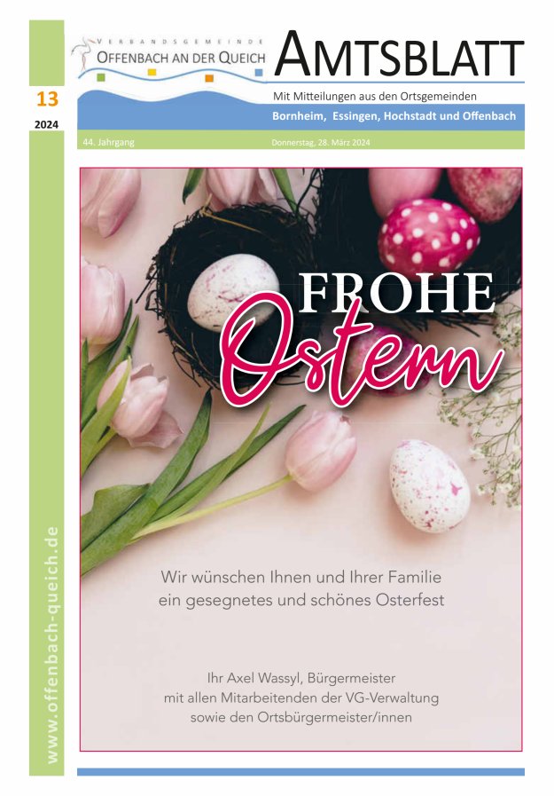 Amtsblatt VG Offenbach an der Queich Titelblatt 13/2024