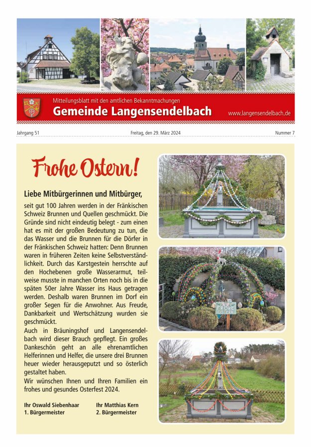 Mitteilungsblatt - Gemeinde Langensendelbach Titelblatt 07/2024