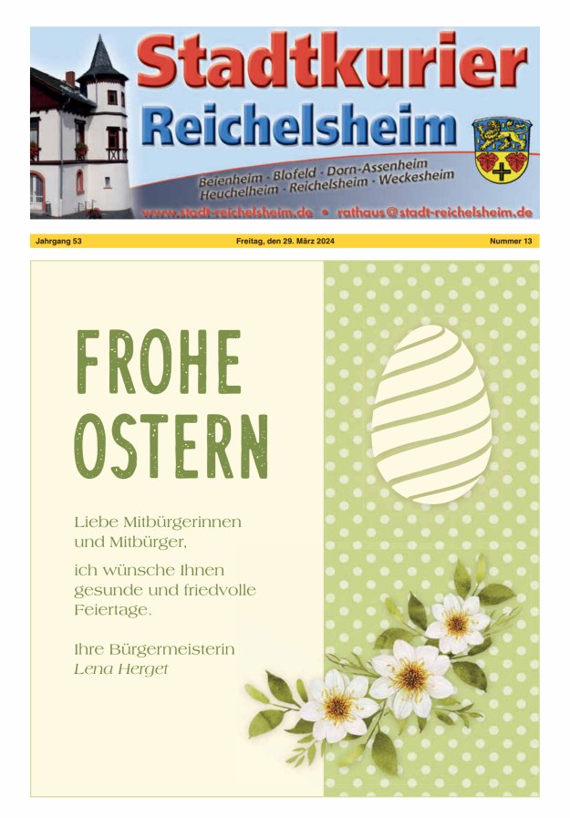 Stadtkurier Reichelsheim Titelblatt 13/2024