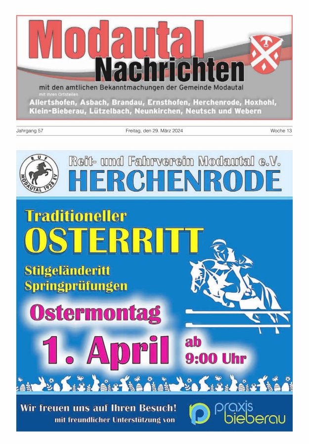 Modautal-Nachrichten Titelblatt 13/2024