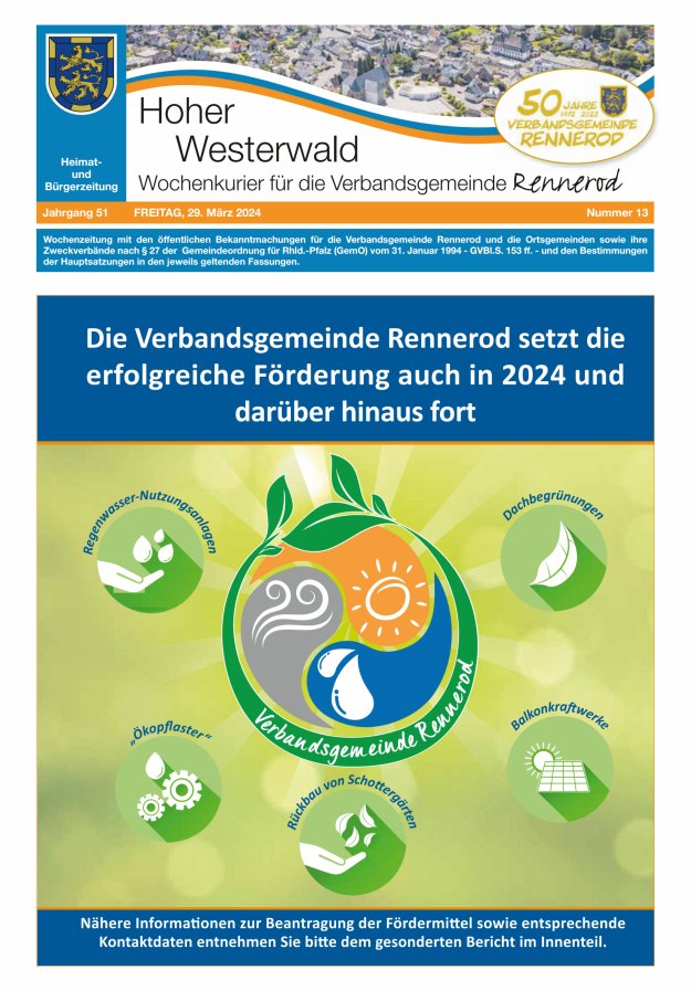 Hoher Westerwald - Wochenkurier für die Verbandsgemeinde Rennerod Titelblatt 13/2024