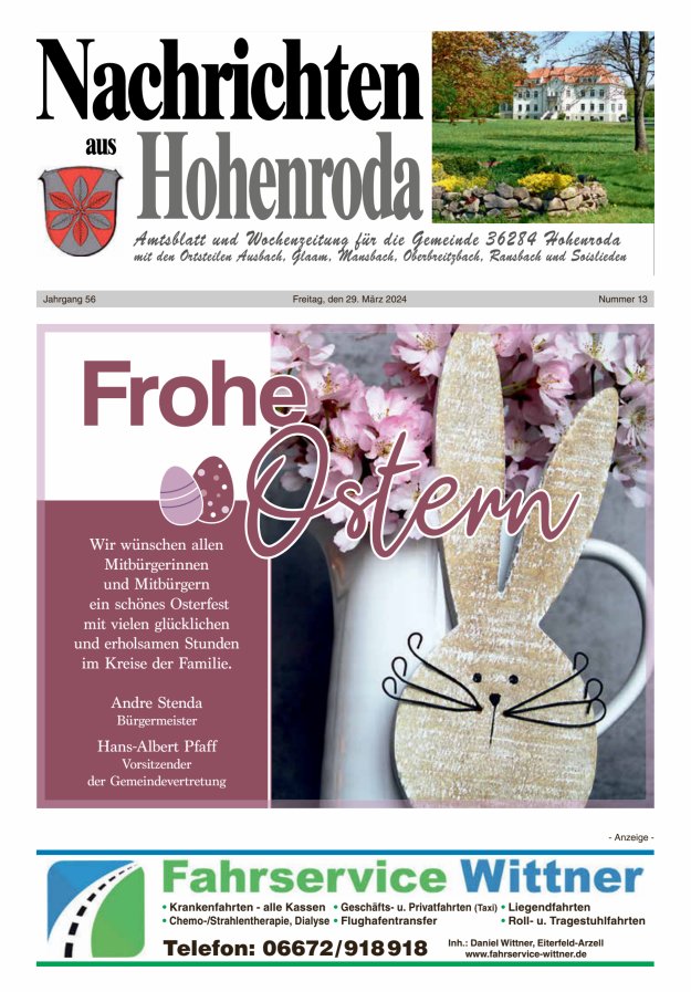 Nachrichten aus Hohenroda Titelblatt 13/2024