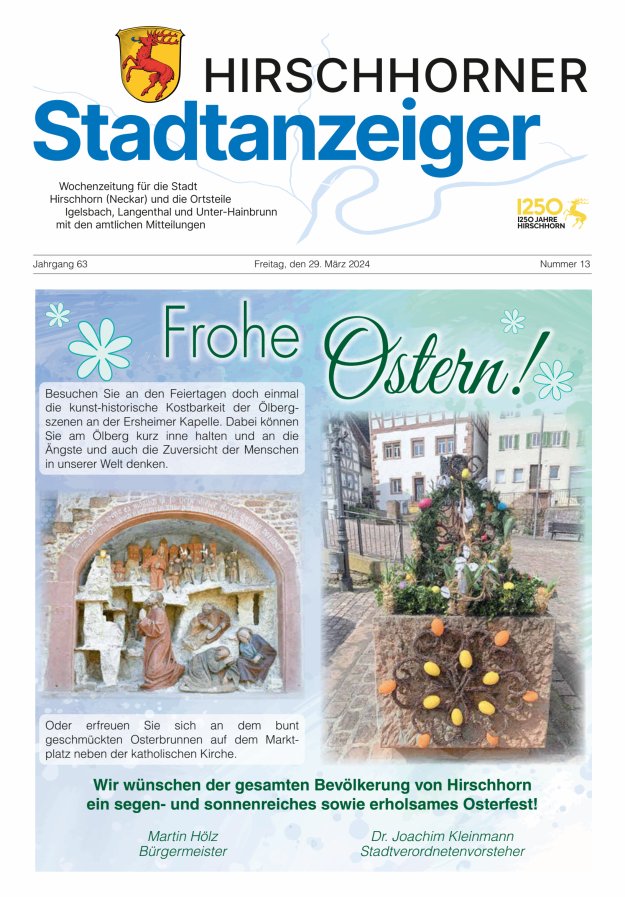 Hirschhorner Stadtanzeiger Titelblatt 13/2024