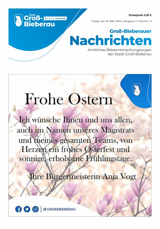 Groß-Bieberauer Nachrichten Titelblatt 13/2024