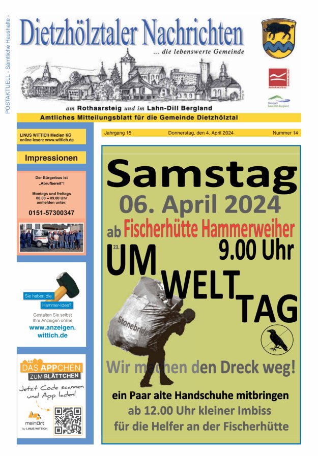 Dietzhölztaler Nachrichten Titelblatt 14/2024