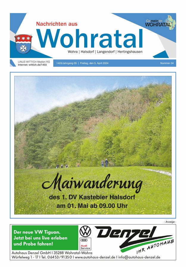 Nachrichten aus Wohratal Titelblatt 04/2024