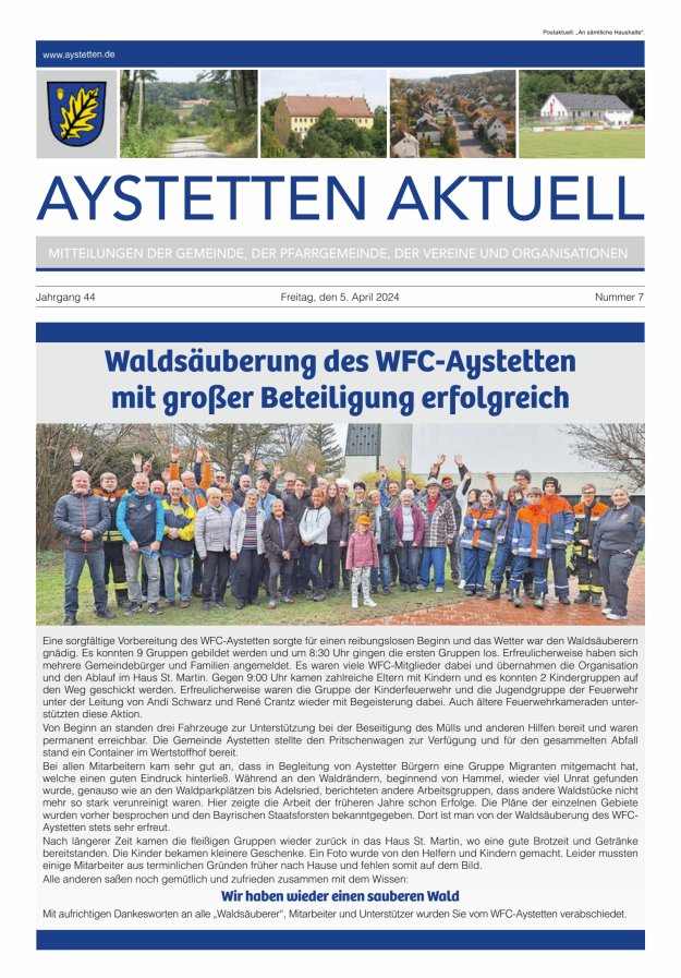 Aystetten Aktuell Wir über uns Titelblatt 07/2024