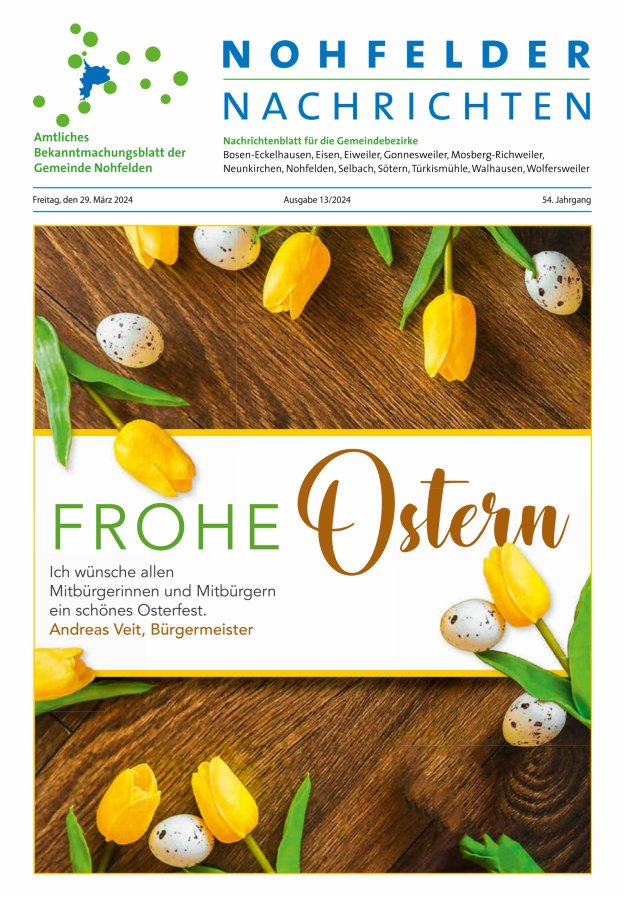Nohfelder Nachrichten Titelblatt 13/2024