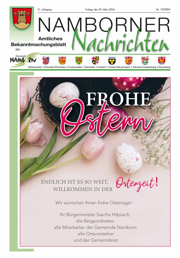Namborner Nachrichten Titelblatt 13/2024