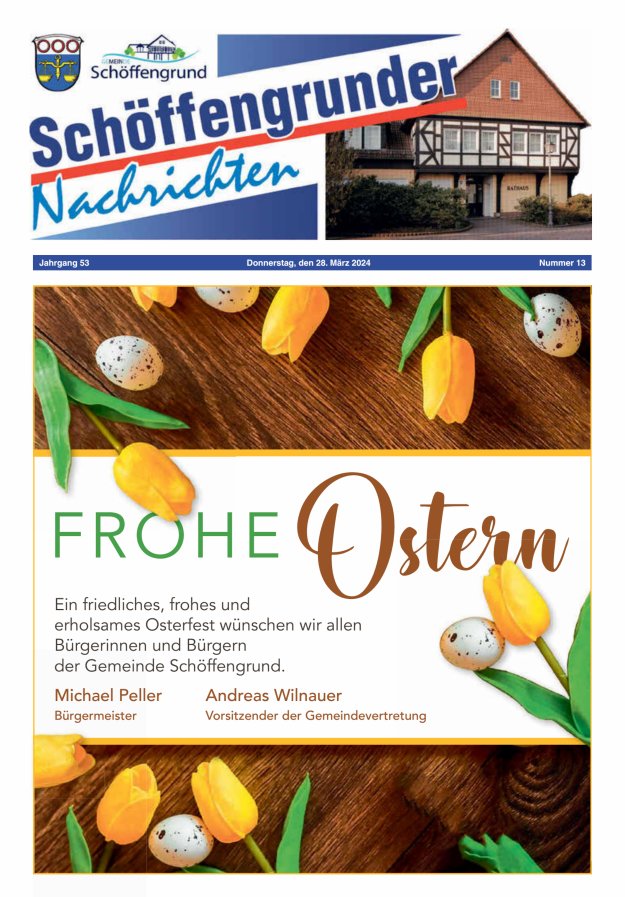 Schöffengrunder Nachrichten Titelblatt 13/2024