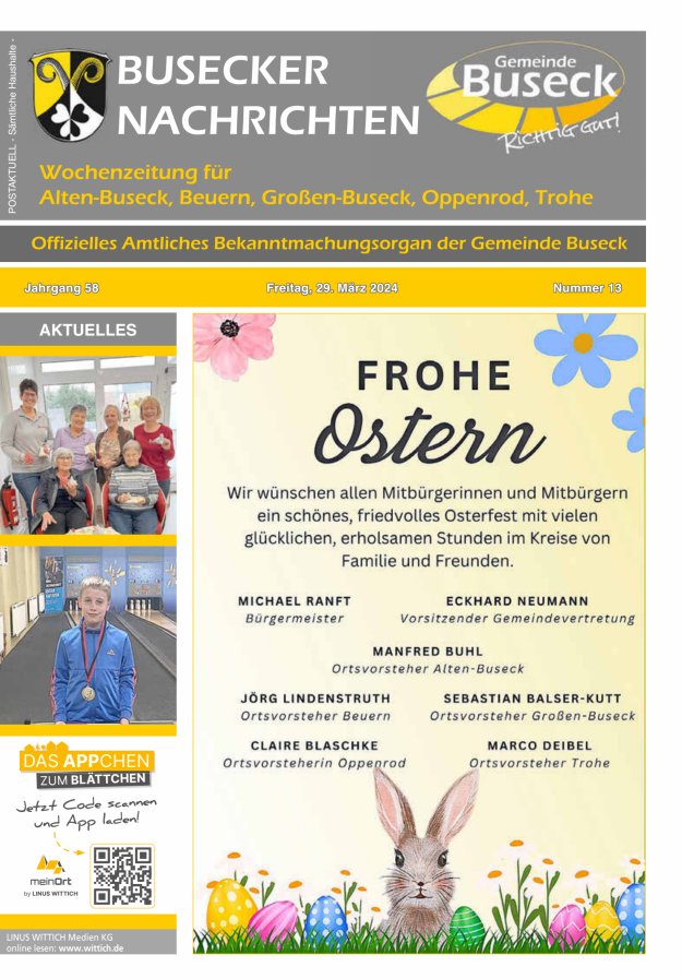 Busecker Nachrichten Titelblatt 13/2024