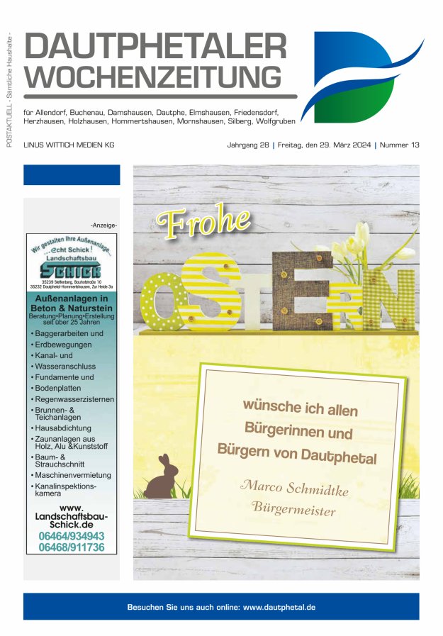Dautphetaler Wochenzeitung Titelblatt 13/2024