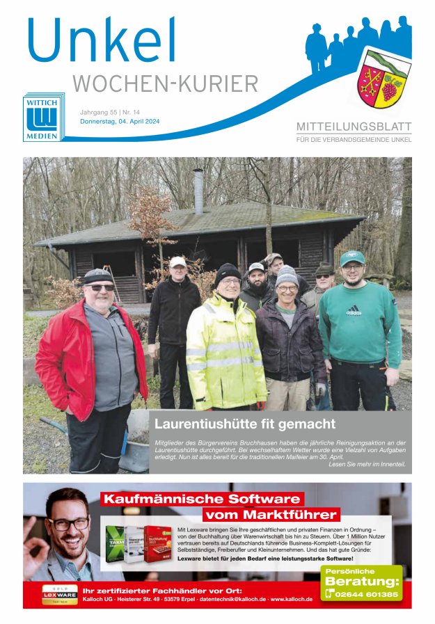 Wochen-Kurier Verbandsgemeinde Unkel Titelblatt 14/2024