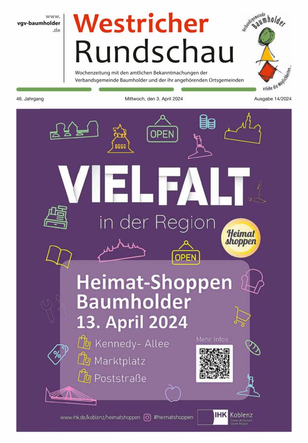 Westricher Rundschau VG Baumholder Titelblatt 14/2024