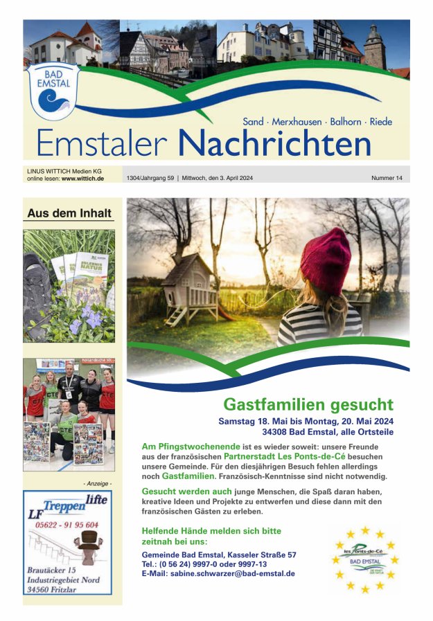 Emstaler Nachrichten Titelblatt 14/2024