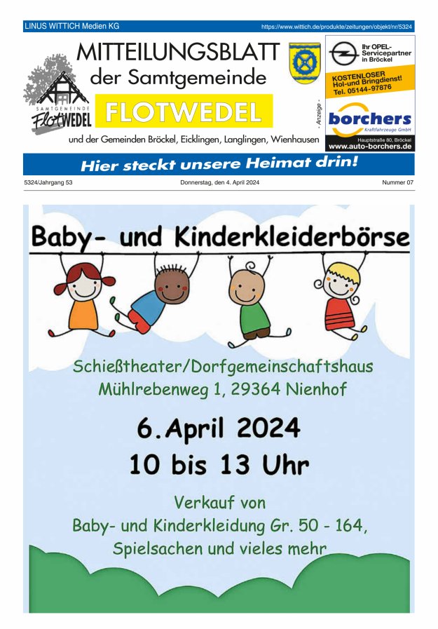Mitteilungsblatt der Samtgemeinde Flotwedel Titelblatt 07/2024
