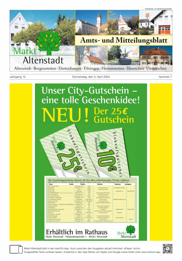 Amts- und Mitteilungsblatt des Marktes Altenstadt Titelblatt 07/2024