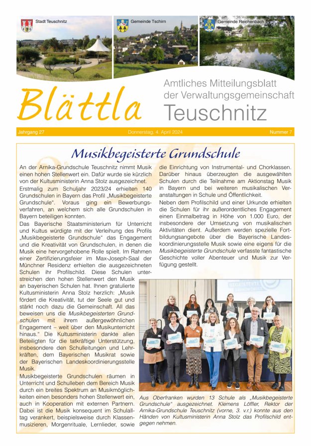 VG-Nachrichten Teuschnitz Titelblatt 07/2024