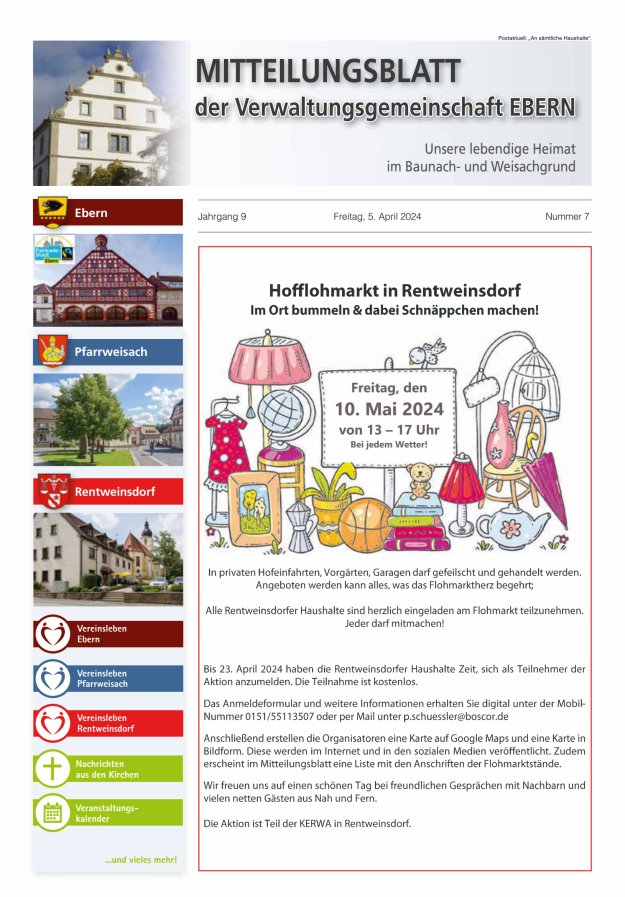 Mitteilungsblatt der Verwaltungsgemeinschaft Ebern Titelblatt 07/2024