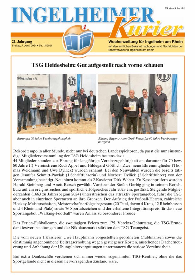 Ingelheimer Kurier Titelblatt 14/2024