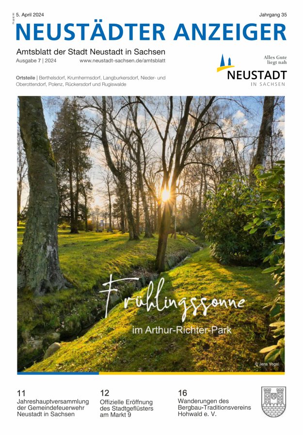 Neustädter Anzeiger - Amts- und Heimatblatt der Stadt Neustadt in Sachsen Titelblatt 07/2024