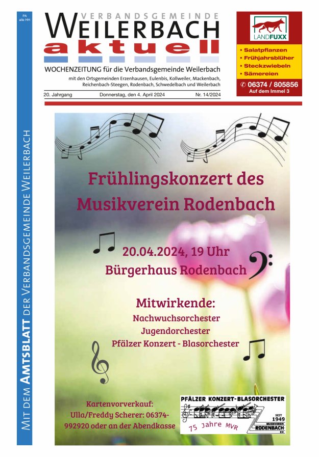 Verbandsgemeinde Weilerbach aktuell Titelblatt 14/2024