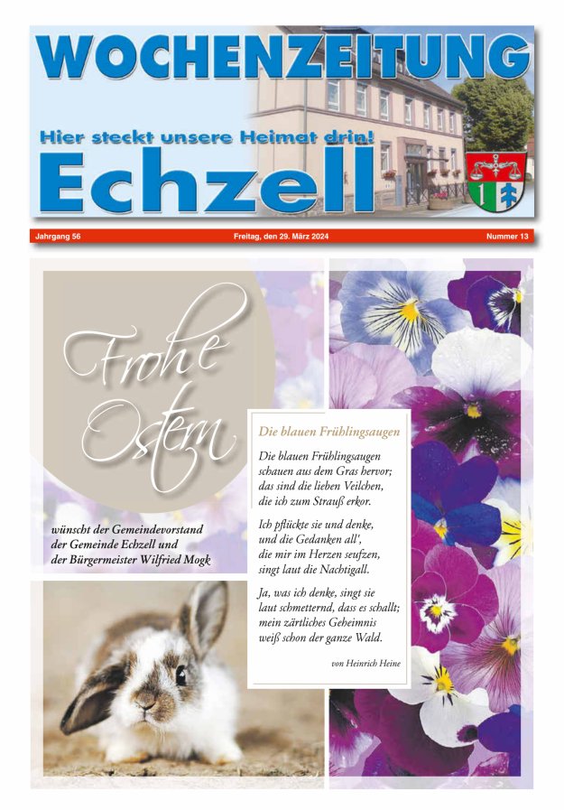 Wochenzeitung für die Gemeinde Echzell Titelblatt 13/2024