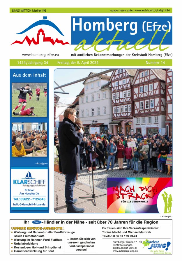 Homberg Efze aktuell Titelblatt 14/2024