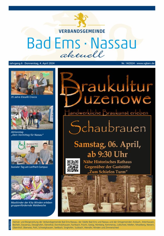 Bad Ems-Nassau aktuell Ausgabe Bad Ems Titelblatt 14/2024