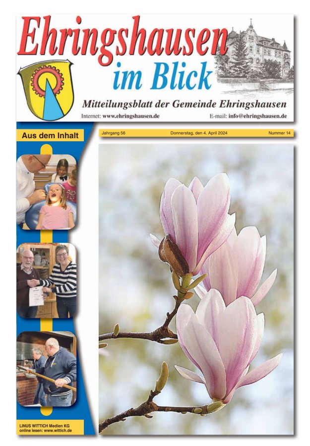 Mitteilungsblatt der Gemeinde Ehringshausen Titelblatt 14/2024